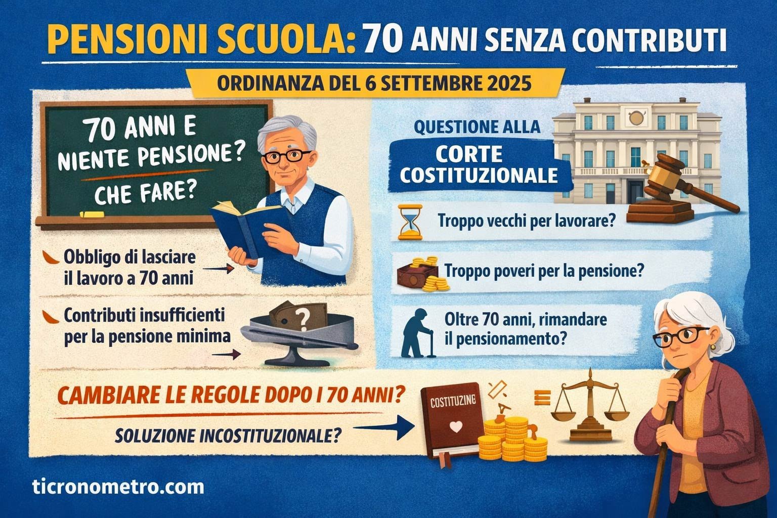 Ordinanza 258 del 6 settembre 2025: pensioni scuola, la Corte valuta il caso dei 70enni senza requisiti