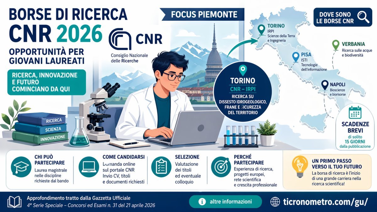 Borse di ricerca CNR 2026: opportunità per laureati con focus su Torino e Piemonte