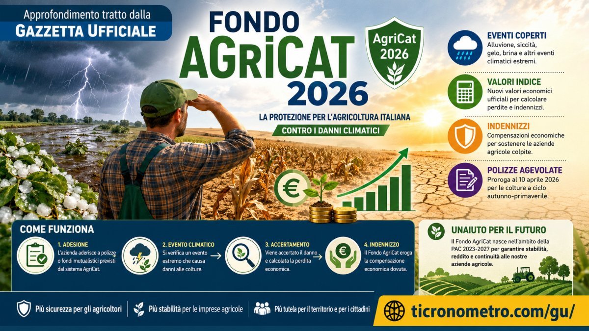 Fondo AgriCat 2026: come funzionano indennizzi, valori indice e compensazioni per i danni climatici