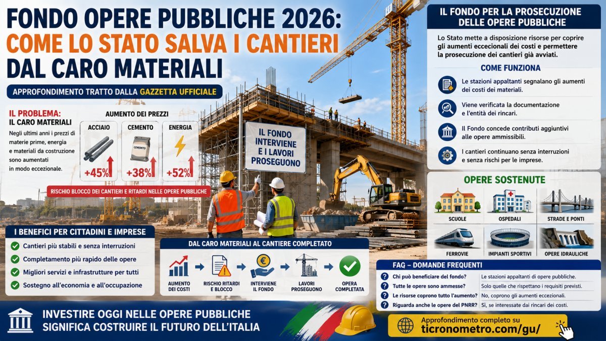 Fondo Opere Pubbliche 2026: come vengono sostenuti i cantieri contro il caro materiali