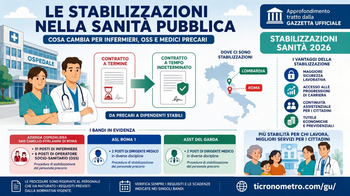 Stabilizzazioni nella Sanità 2026: Roma e altre Aziende Sanitarie assumono personale precario a tempo indeterminato