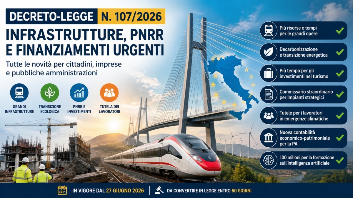 Decreto-Legge n. 107/2026: tutte le novità su infrastrutture, PNRR e finanziamenti urgenti spiegate in modo semplice