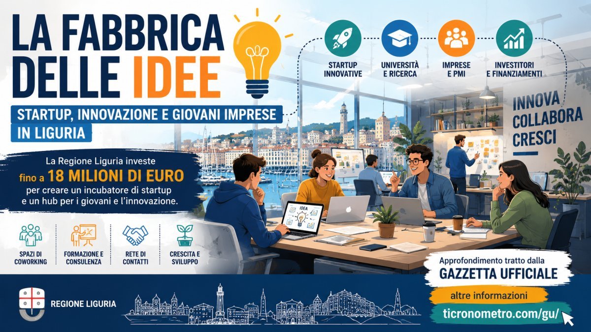 Fabbrica delle Idee in Liguria: 18 milioni di euro per startup, giovani imprese e innovazione
