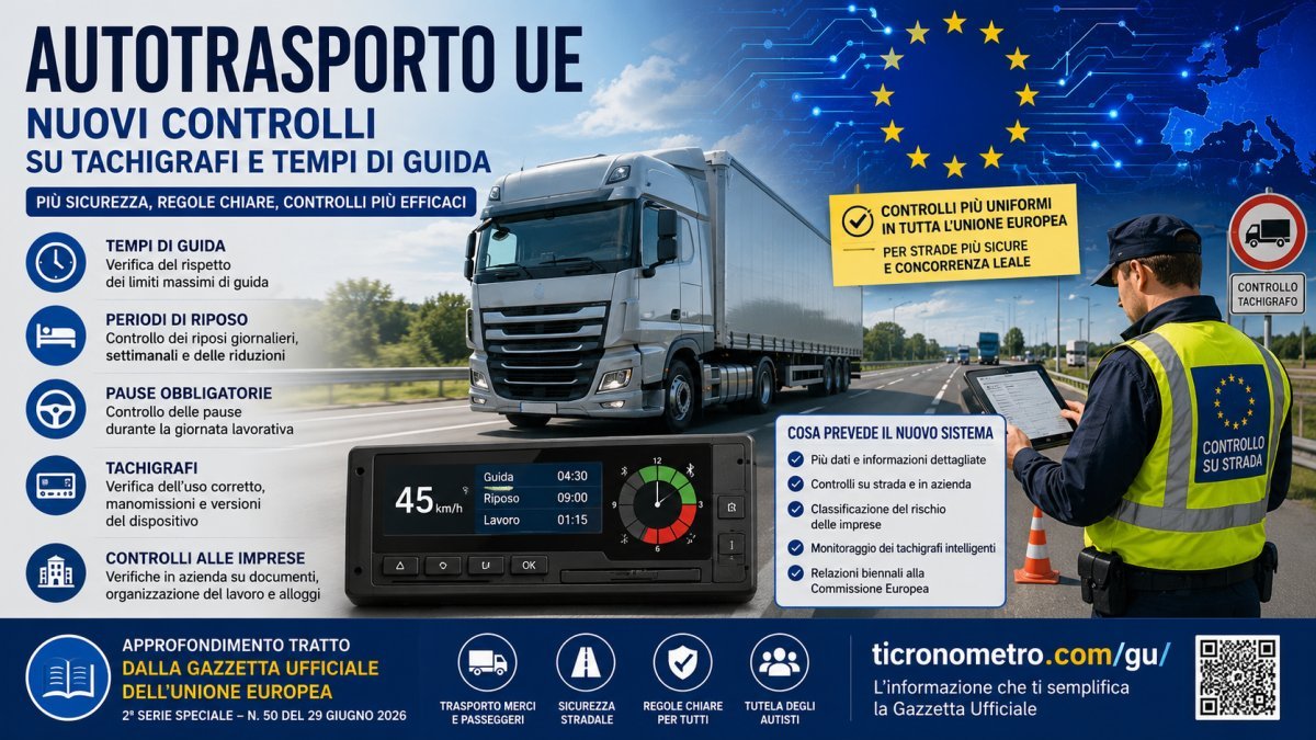 Autotrasporto: l'UE aggiorna i controlli su tachigrafi, tempi di guida e riposo degli autisti