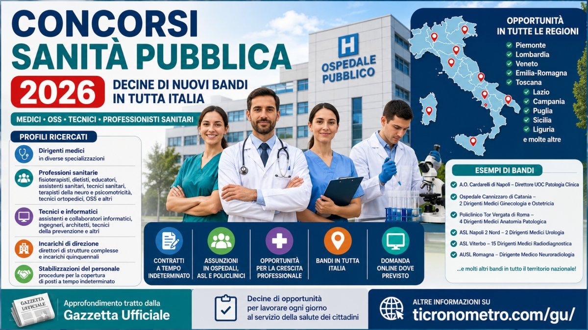 Concorsi Sanità Pubblica 2026: tutti i bandi pubblicati nella Gazzetta Ufficiale del 30 giugno