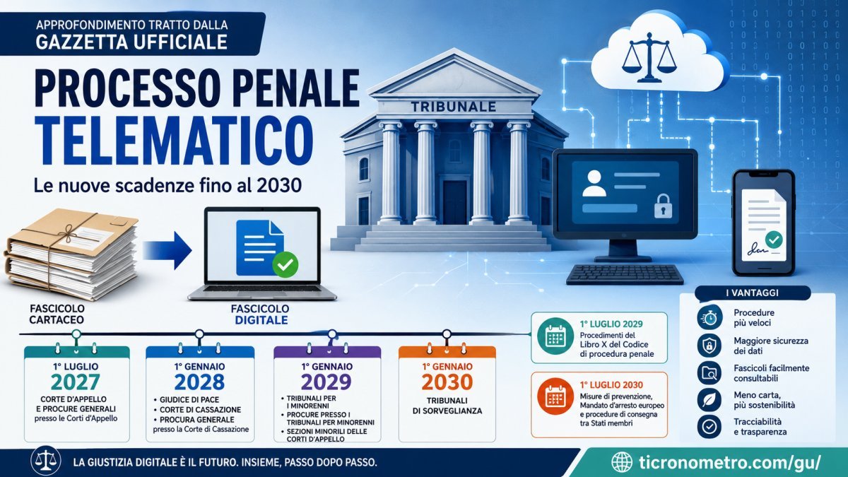 Processo penale telematico: tutte le nuove scadenze dal 2027 al 2030 spiegate in modo semplice