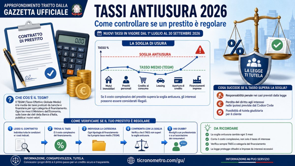 Tassi antiusura 2026: come verificare se un prestito supera i limiti di legge