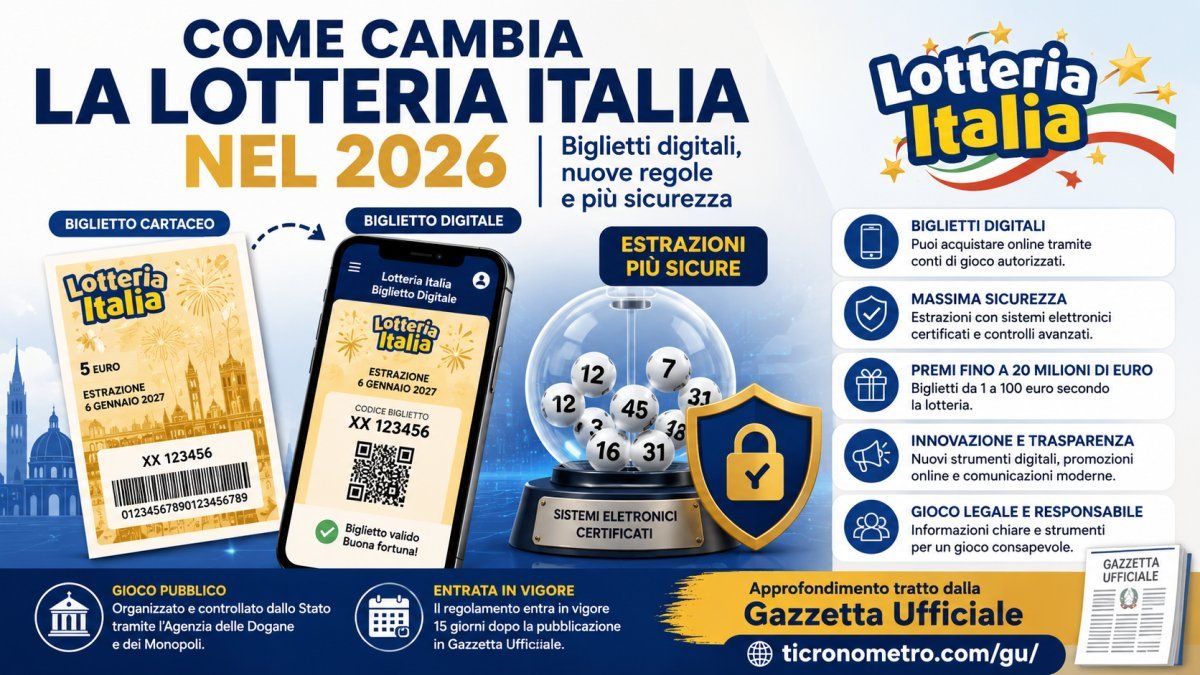 Lotteria Italia 2026: cosa cambia con il nuovo regolamento pubblicato in Gazzetta Ufficiale