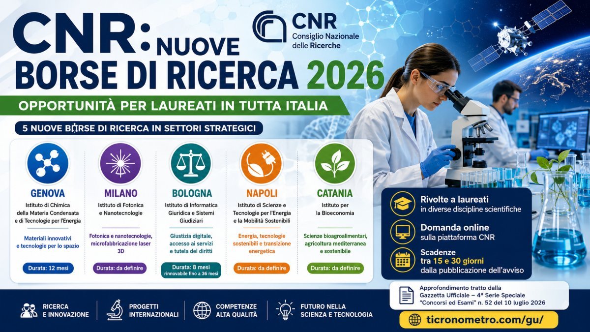 CNR, nuove borse di ricerca 2026: tutte le opportunità per laureati pubblicate in Gazzetta Ufficiale