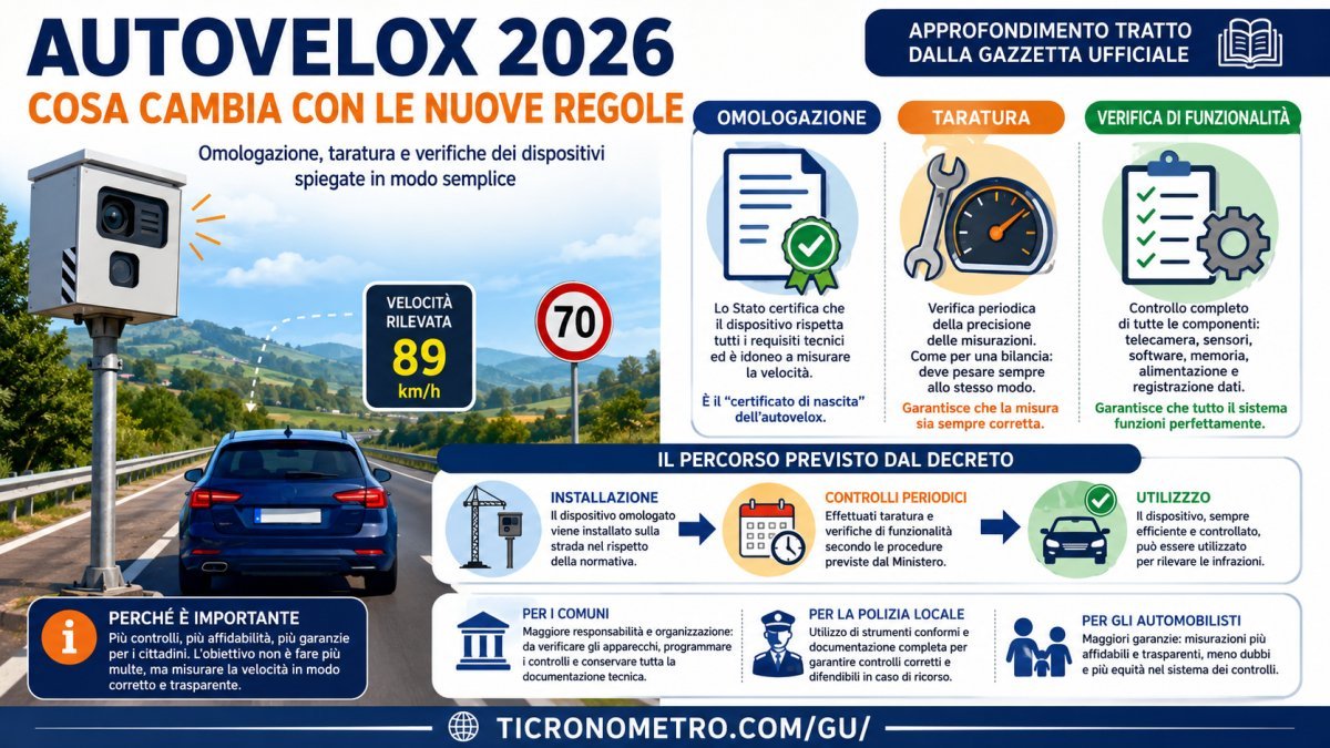 Autovelox 2026: cosa cambia con le nuove regole su omologazione, taratura e controlli dei dispositivi