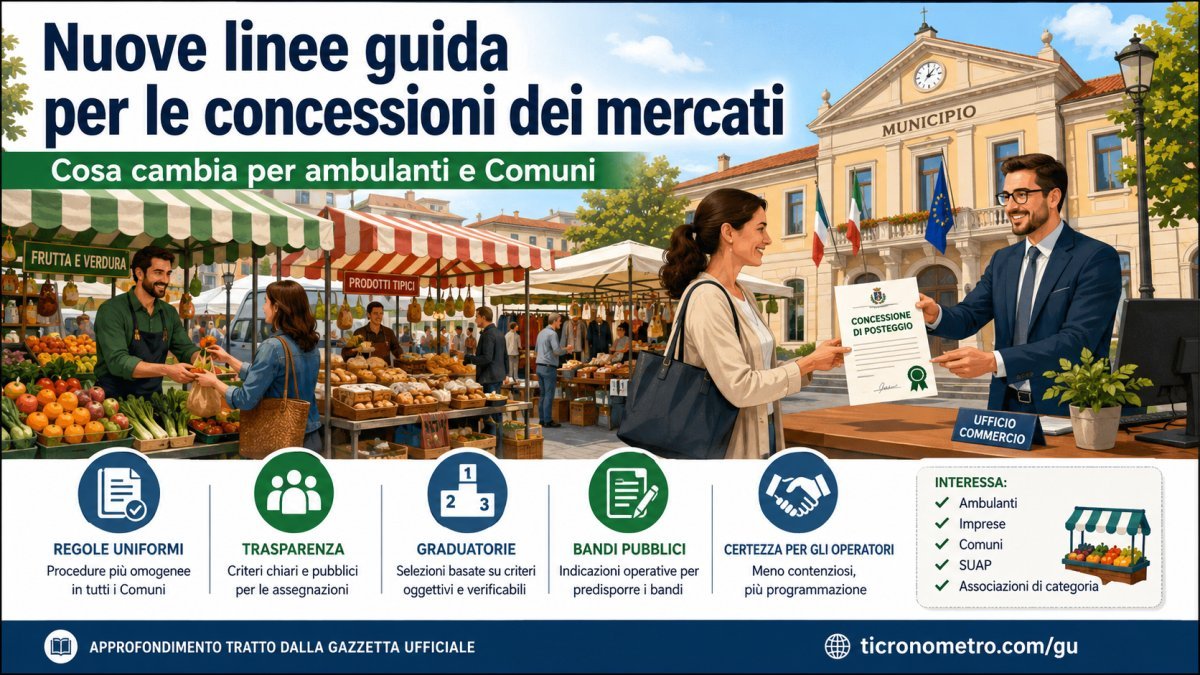 Nuove linee guida per le concessioni dei mercati: cosa cambia per ambulanti, Comuni e commercio su aree pubbliche