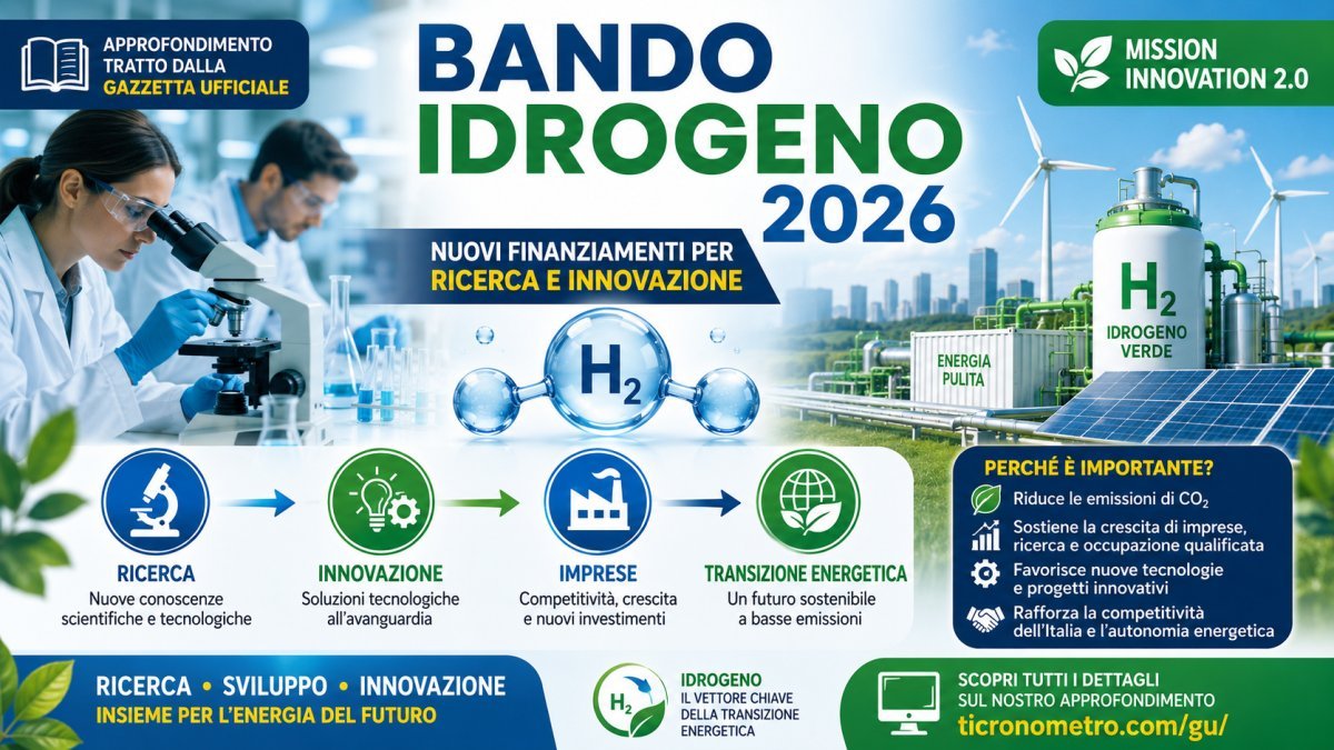 Bando Idrogeno 2026: il Ministero finanzia nuovi progetti di ricerca e innovazione con Mission Innovation 2.0