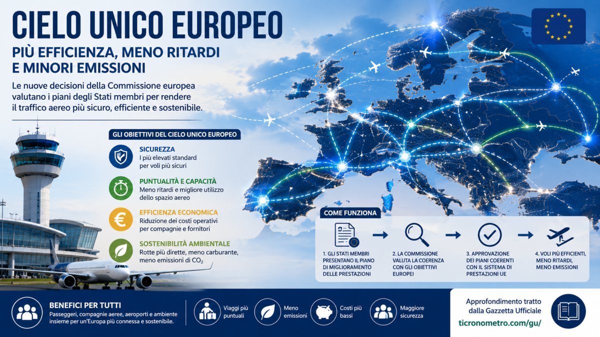 Cielo Unico Europeo: cosa cambiano le nuove decisioni della Commissione su traffico aereo, ritardi e sostenibilità