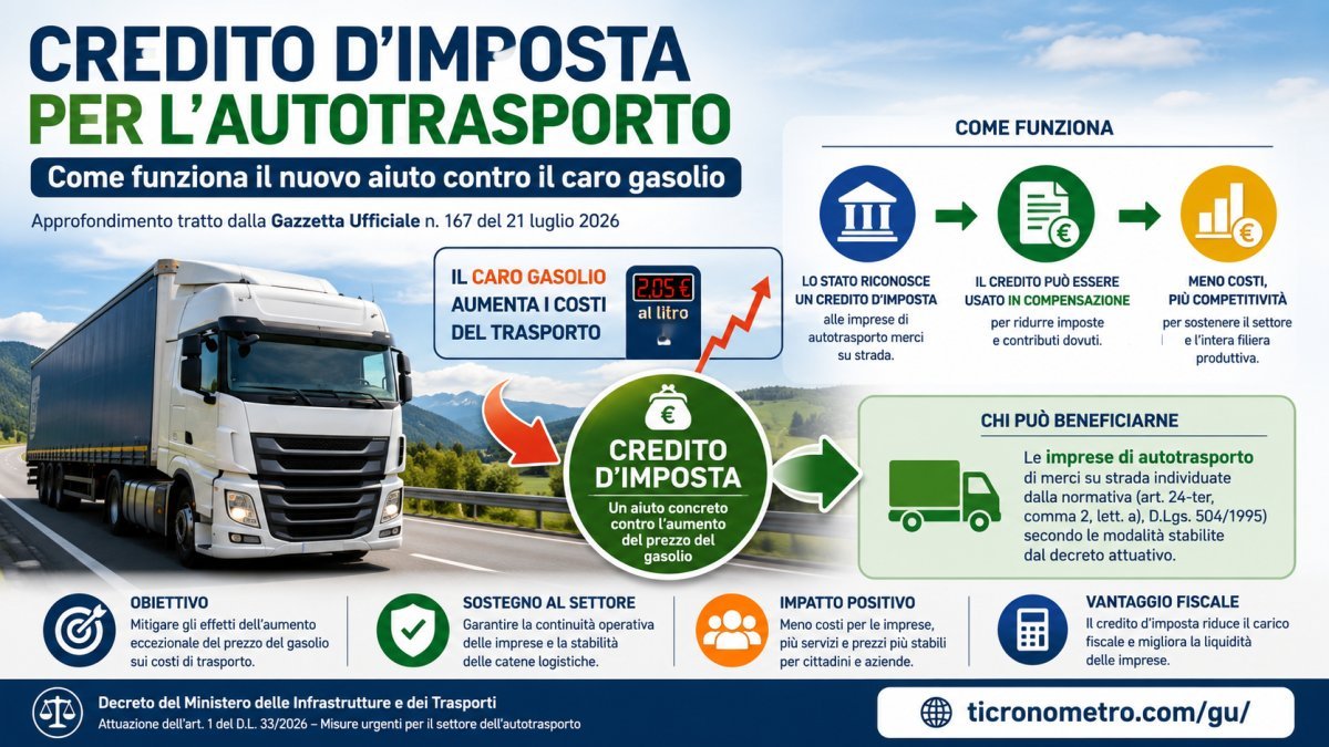 Credito d'imposta per l'autotrasporto: chi può ottenerlo e come funziona il nuovo aiuto contro il caro gasolio