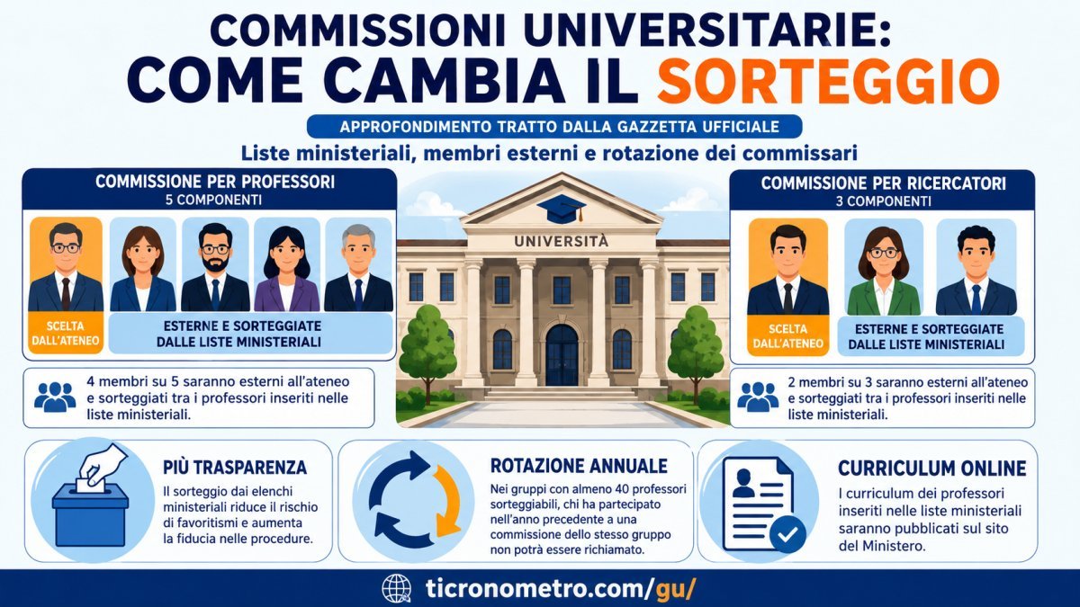 Commissioni universitarie sorteggiate: nuove regole, membri esterni e rotazione