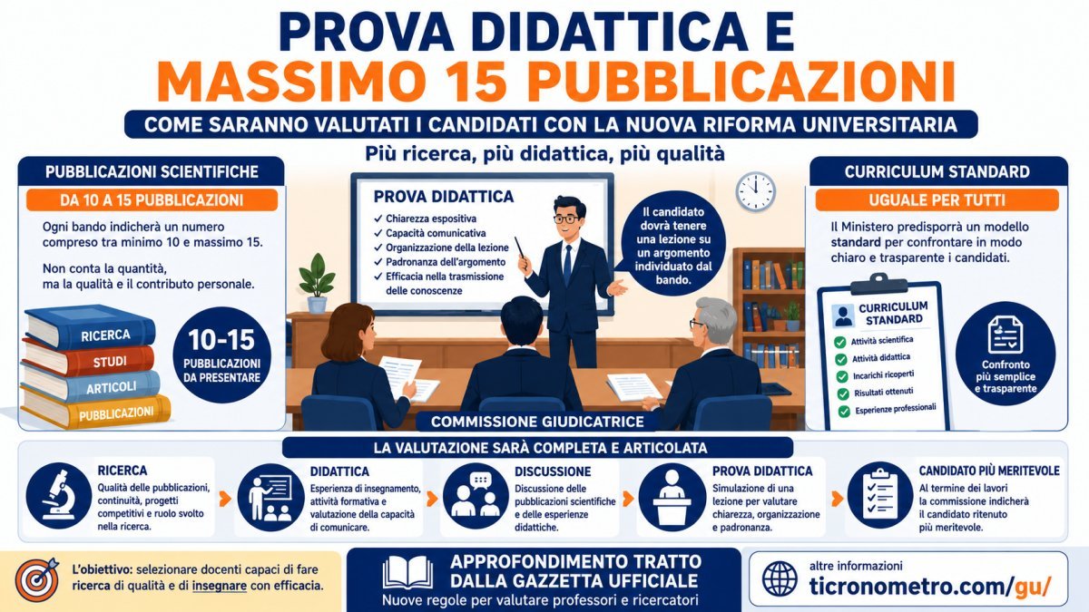 Prova didattica e massimo 15 pubblicazioni: come cambia la valutazione dei professori universitari