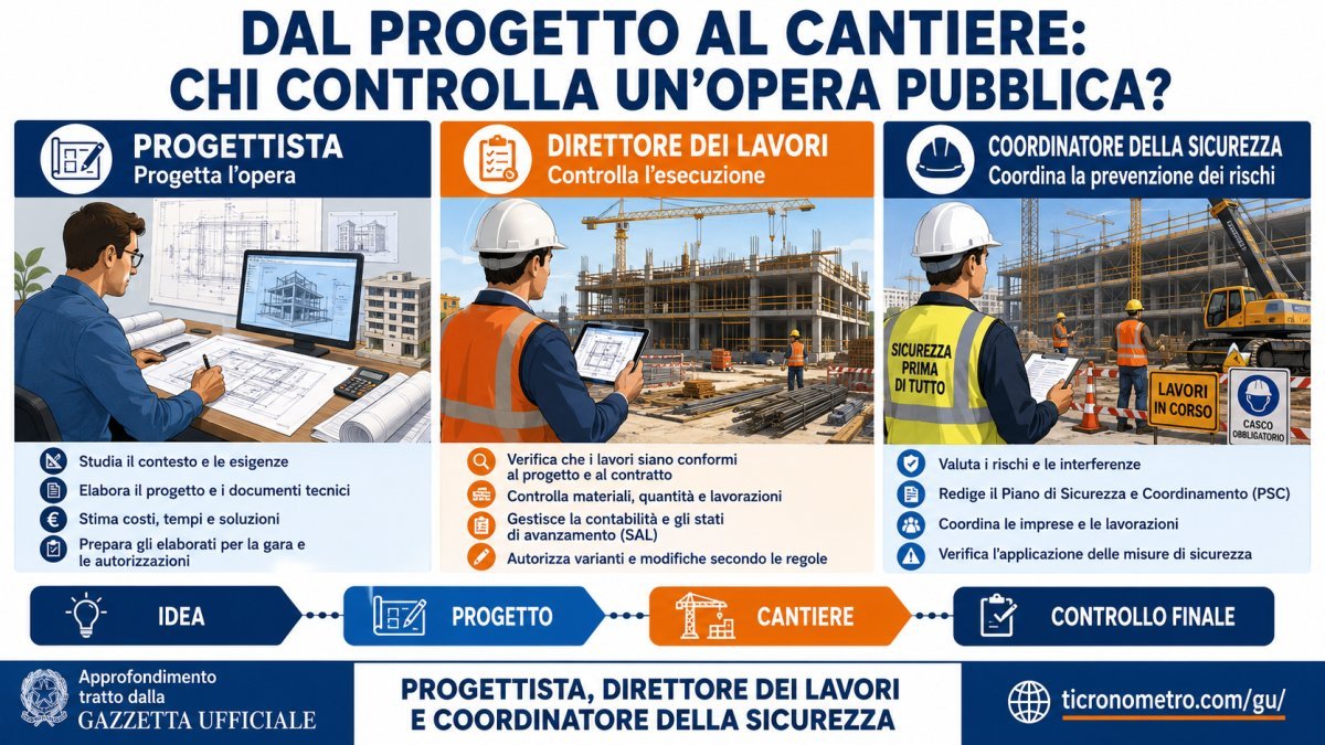 Progettista, direttore dei lavori e coordinatore della sicurezza: ruoli e differenze nei cantieri pubblici