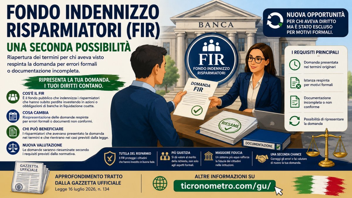 Fondo Indennizzo Risparmiatori: chi può ripresentare la domanda e cosa cambia con la nuova legge