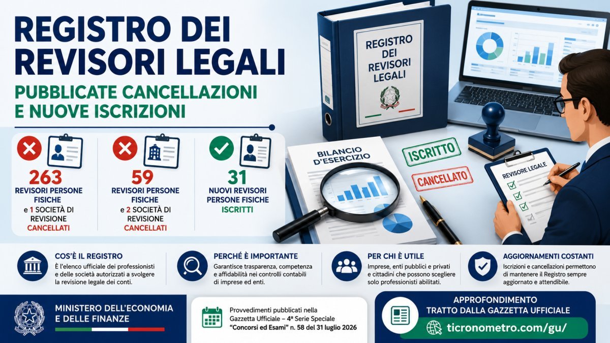 Registro dei Revisori Legali: pubblicate nuove iscrizioni e cancellazioni nella Gazzetta Ufficiale