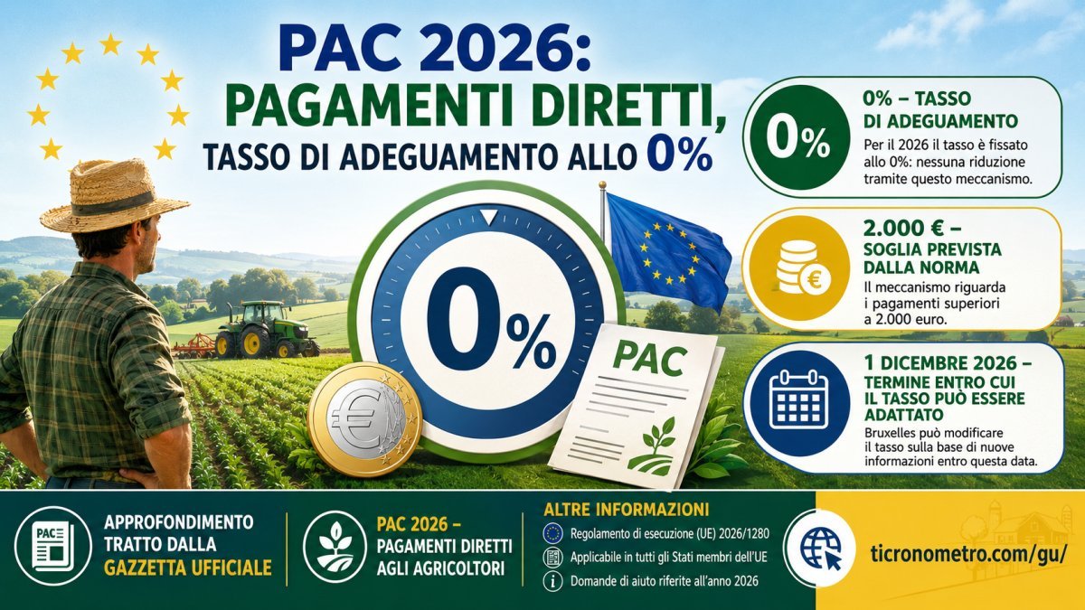 PAC 2026, pagamenti diretti agli agricoltori: tasso UE allo 0%, cosa significa e cosa può cambiare entro dicembre