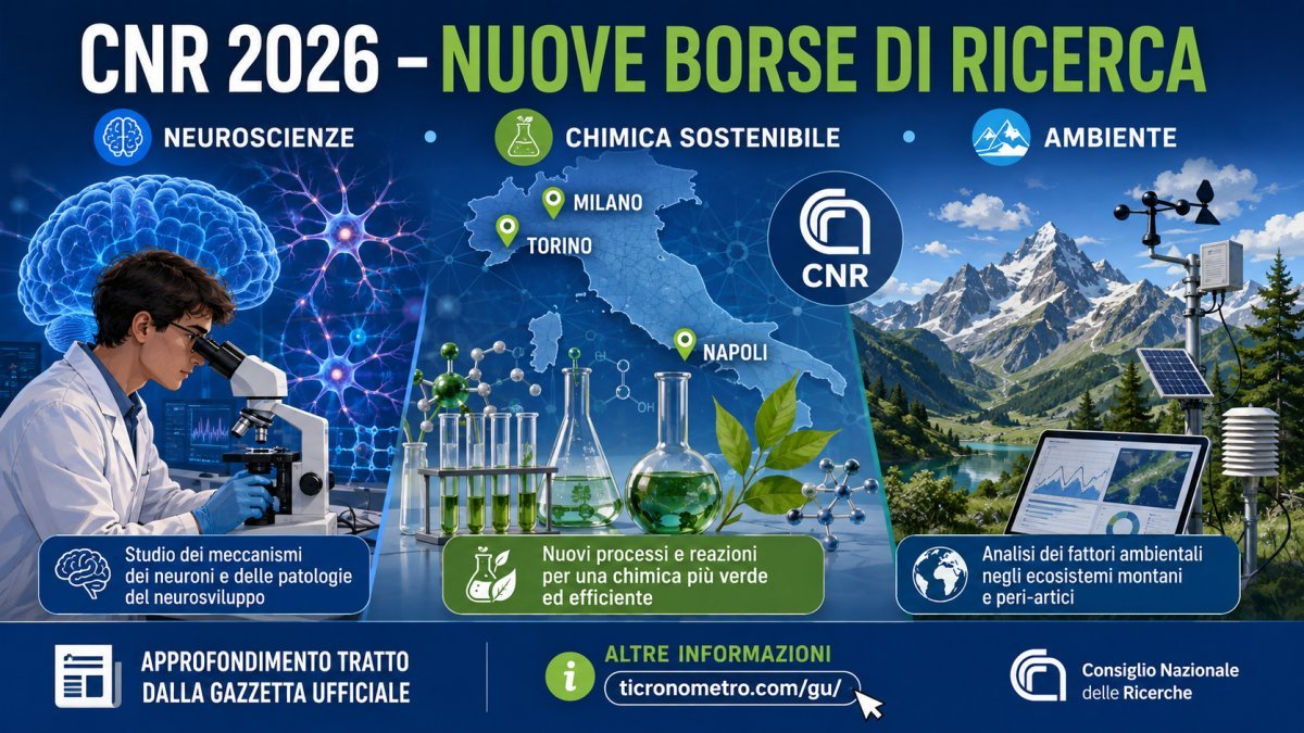 Borse di ricerca CNR 2026: nuove selezioni a Milano, Torino e Napoli, progetti e scadenze