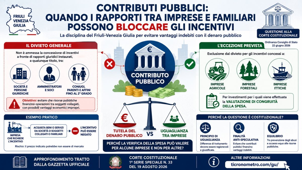 Contributi pubblici tra società e familiari: la norma del Friuli-Venezia Giulia arriva alla Corte costituzionale
