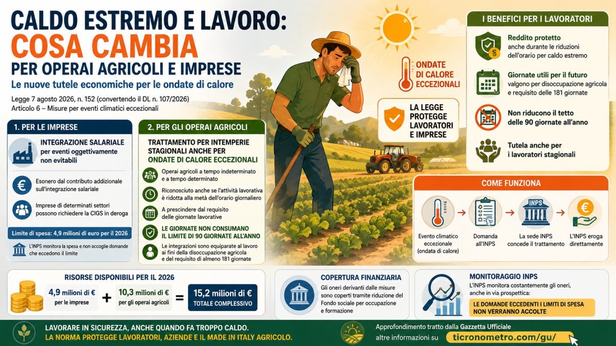 Caldo estremo e lavoro 2026: nuove tutele INPS per operai agricoli e imprese, cosa cambia