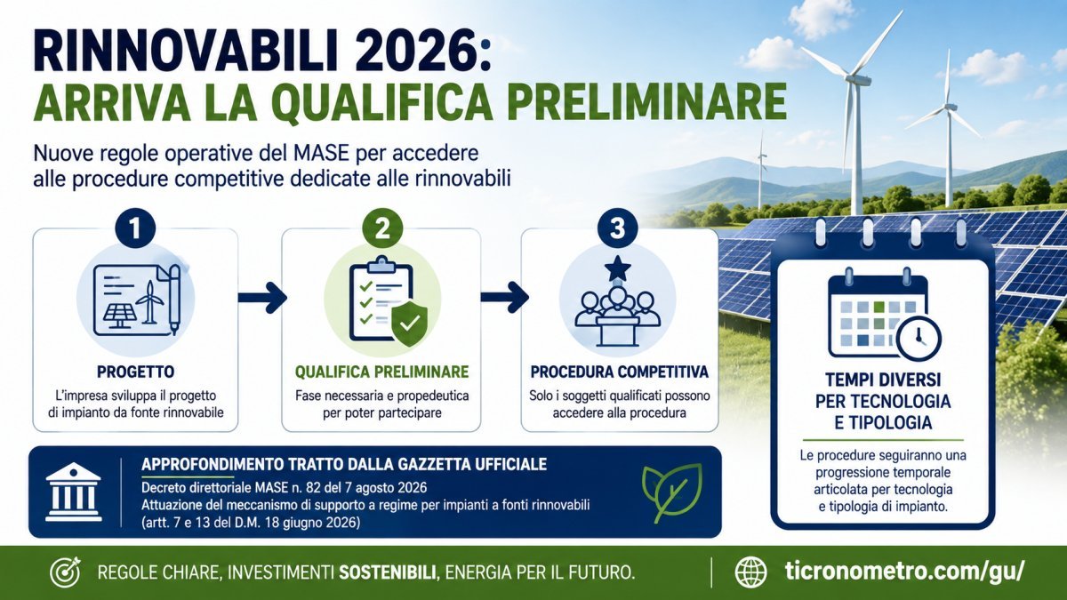 Rinnovabili 2026, nuove procedure competitive: come funziona la qualifica preliminare MASE