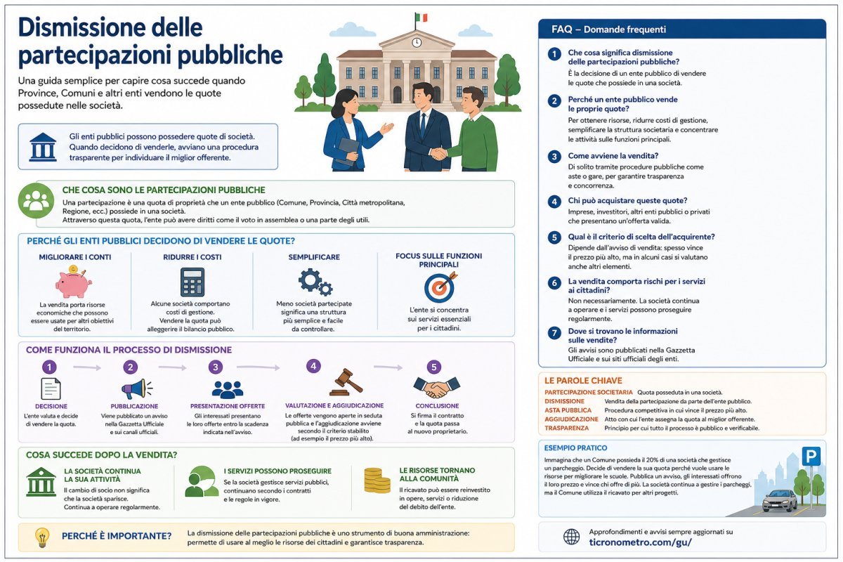 Dismissione delle partecipazioni pubbliche: cosa significa e come funziona la vendita delle quote