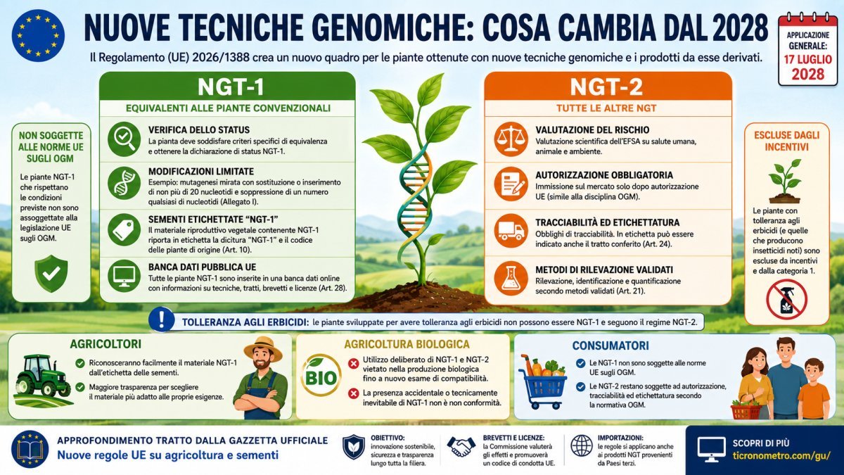Nuove tecniche genomiche, regole UE dal 2028: cosa cambia per agricoltori, sementi e consumatori