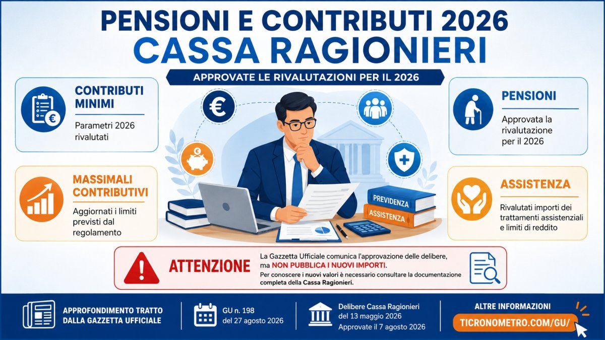 Cassa Ragionieri 2026: rivalutati contributi, pensioni, assistenza e limiti di reddito