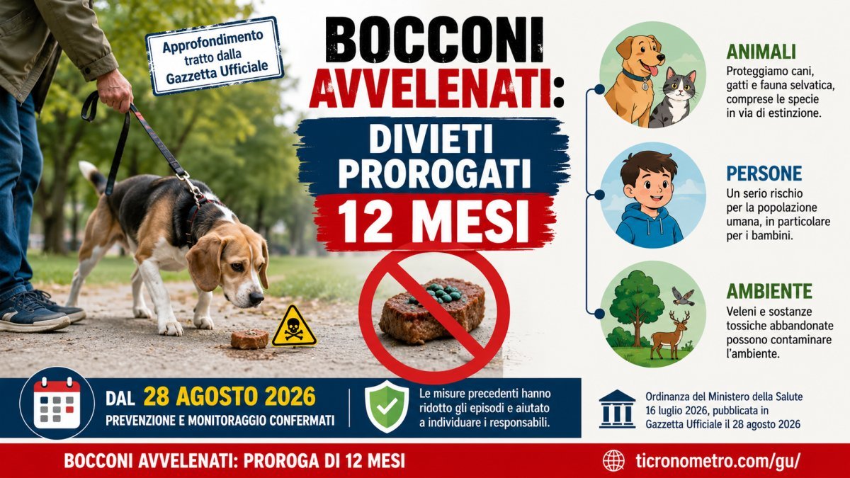 Bocconi avvelenati, divieti prorogati per 12 mesi: cosa prevede l’ordinanza del 2026