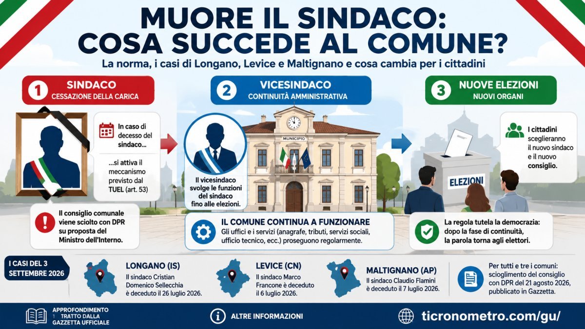 Sindaco deceduto, cosa succede al Comune? Perché viene sciolto il consiglio comunale