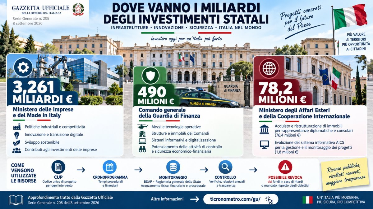 Investimenti dello Stato, 3,8 miliardi tra MIMIT, Guardia di Finanza ed Esteri: dove vanno i fondi e come saranno controllati