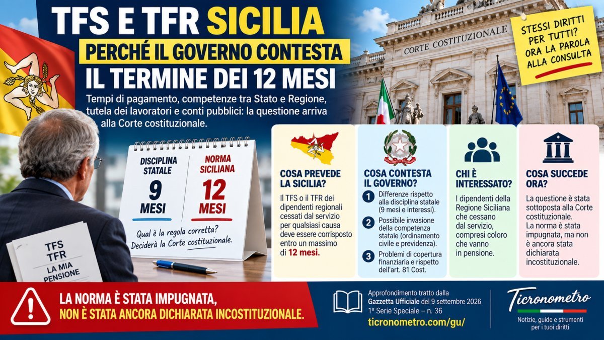 TFS e TFR Sicilia entro 12 mesi: perché il Governo impugna la norma sui dipendenti regionali