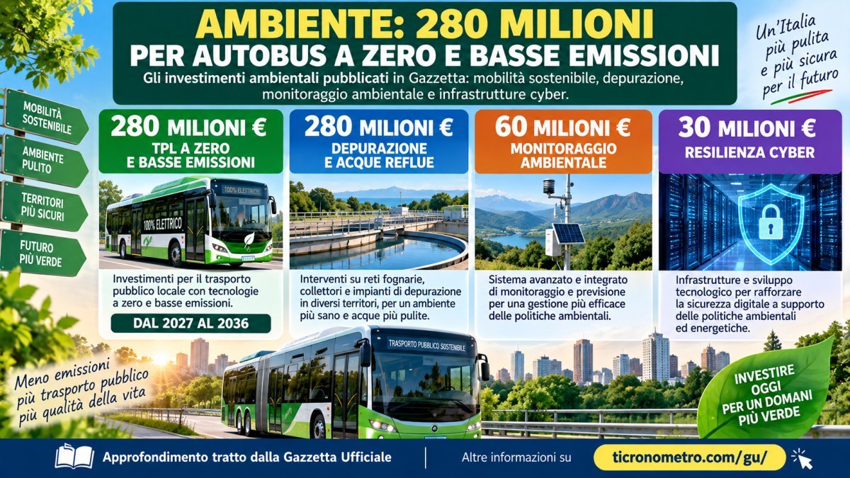 Ambiente, 280 milioni per TPL green e 280 milioni per depuratori: tutti gli investimenti in Gazzetta