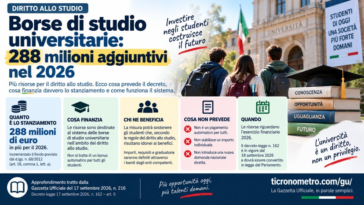 Borse di studio universitarie 2026: stanziati altri 288 milioni, cosa cambia per gli studenti