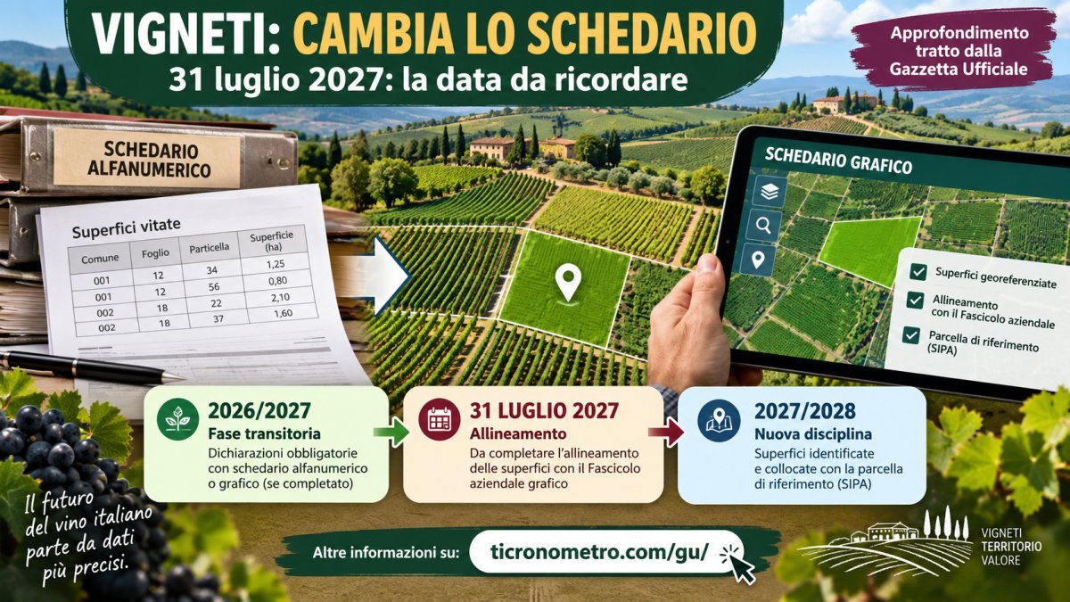 Schedario viticolo 2026-2027: cosa cambia e cosa succede entro il 31 luglio 2027