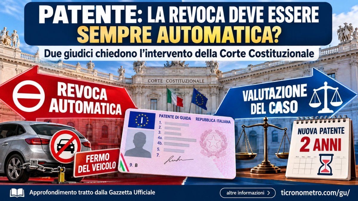 Revoca automatica della patente e fermo del veicolo: le questioni alla Corte Costituzionale