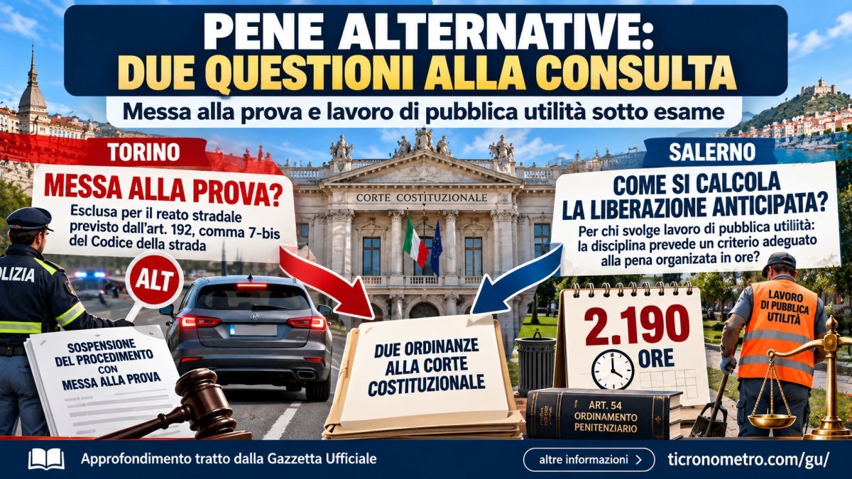 Messa alla prova e lavoro di pubblica utilità: due questioni alla Corte Costituzionale