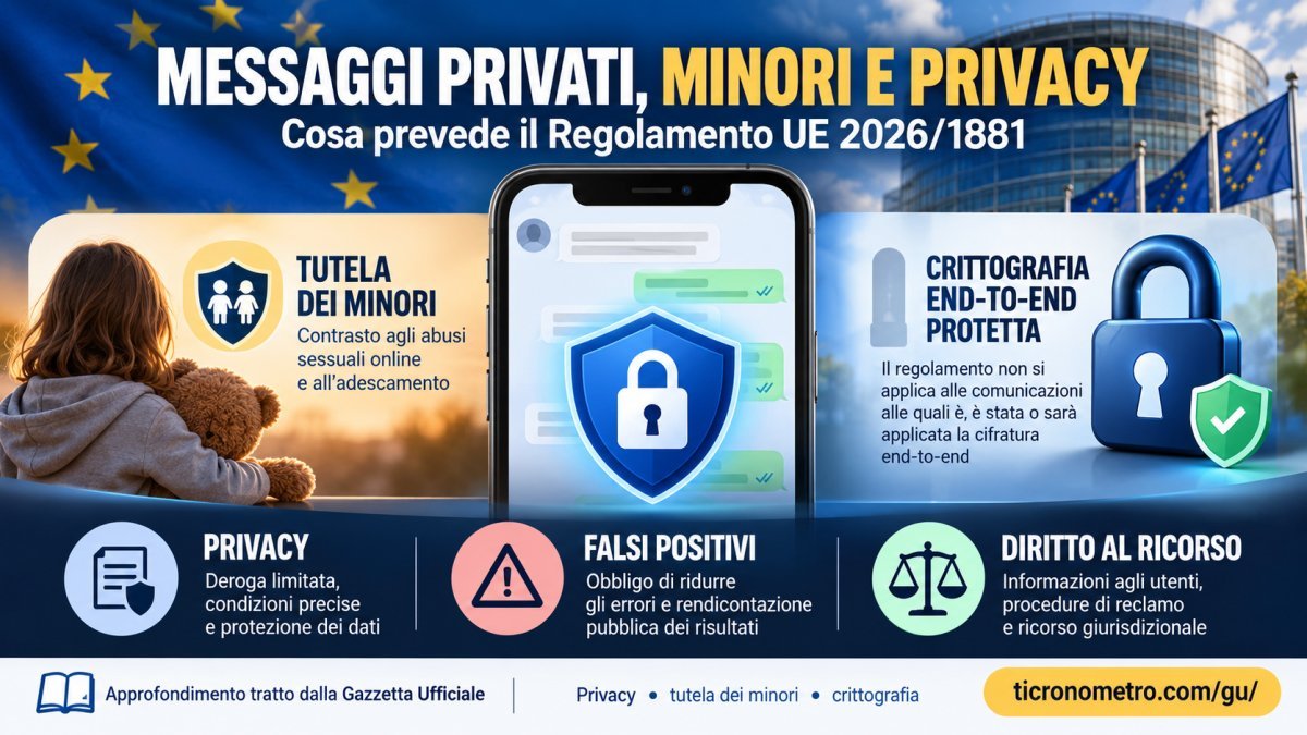 Messaggi privati e tutela dei minori: cosa prevede il Regolamento UE 2026/1881 su privacy e crittografia