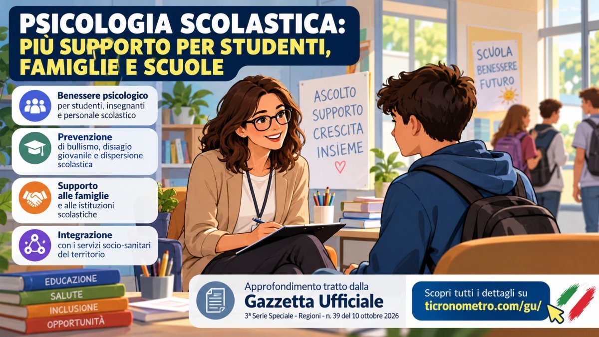 Gazzetta Ufficiale 10 ottobre 2026: novità su scuola, famiglie e Regioni