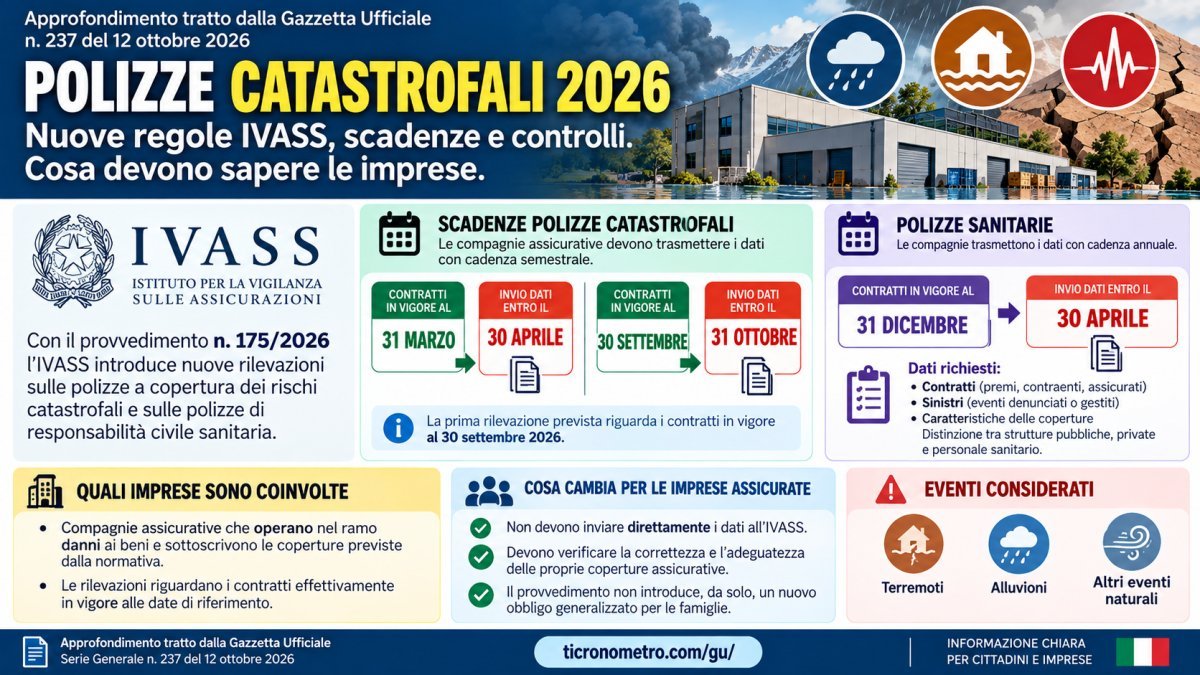 Polizze catastrofali 2026: nuove regole IVASS e scadenze