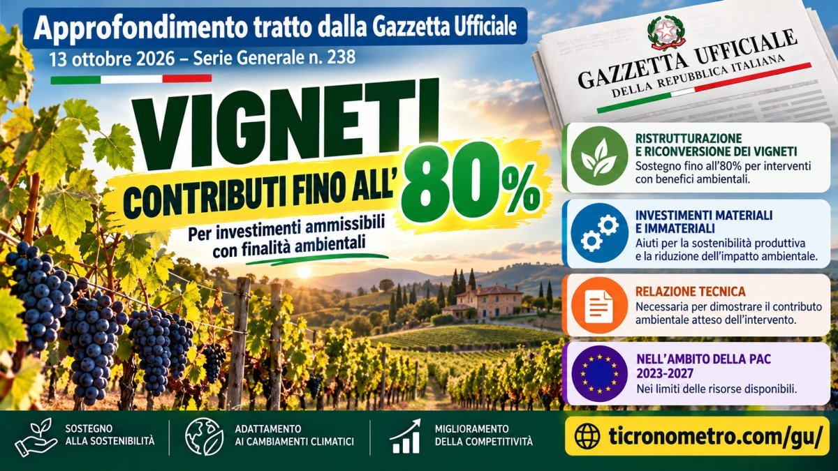 Contributi vigneti fino all'80% nel 2026: requisiti e nuove regole
