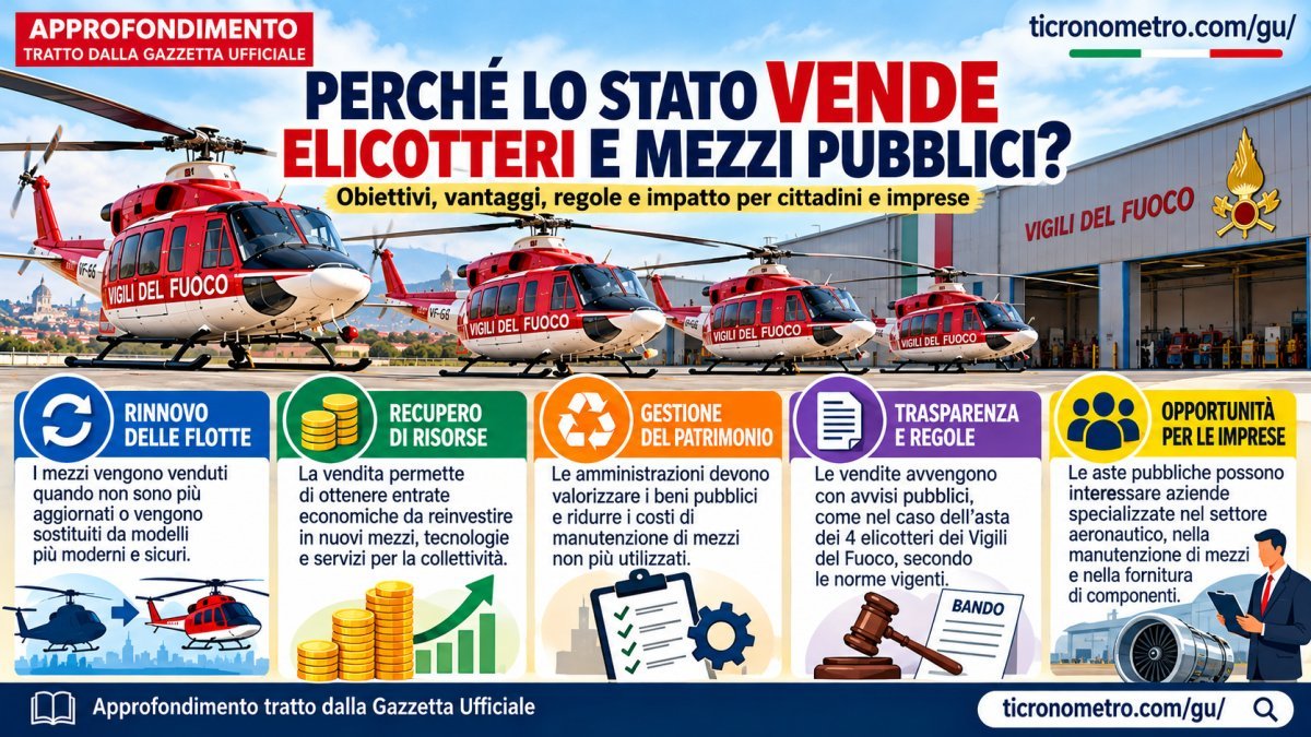 Perché lo Stato vende elicotteri e mezzi pubblici? Come funzionano le aste e le dismissioni