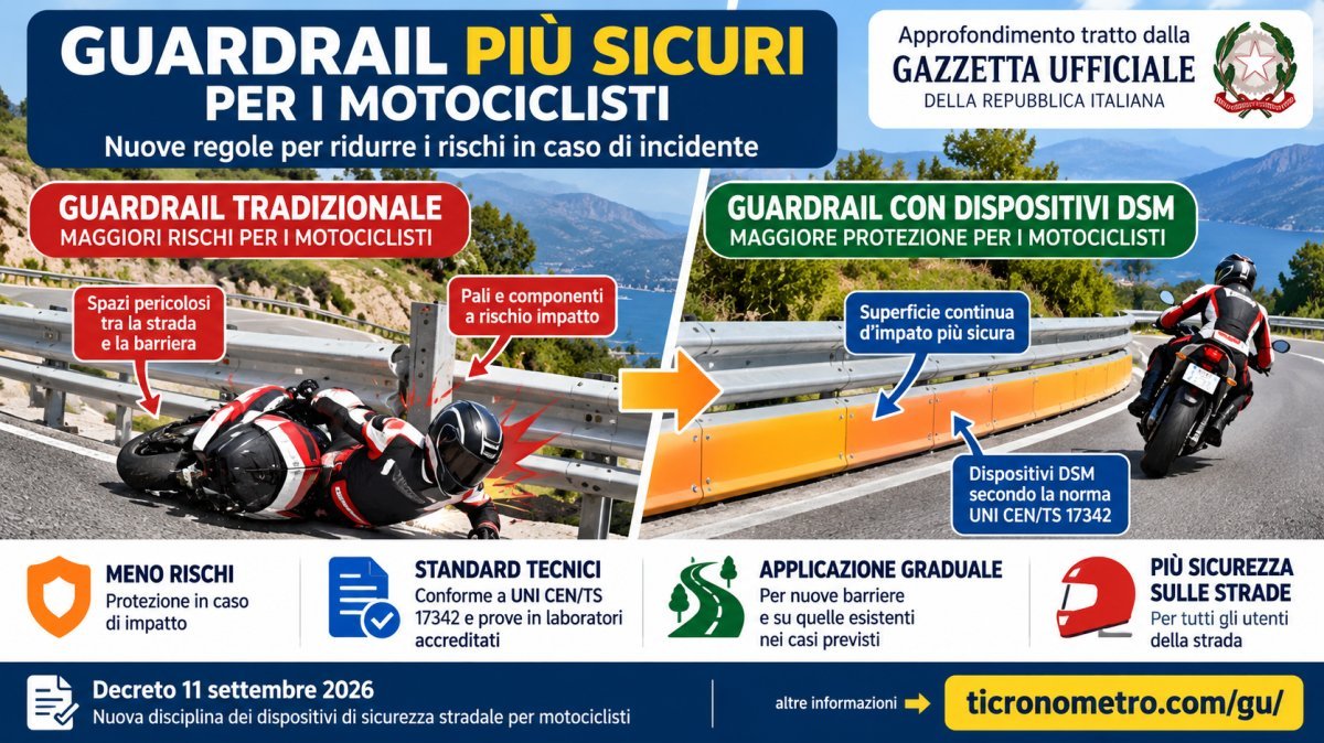 Guardrail più sicuri per i motociclisti: pubblicate le nuove regole per ridurre i rischi in caso di incidente
