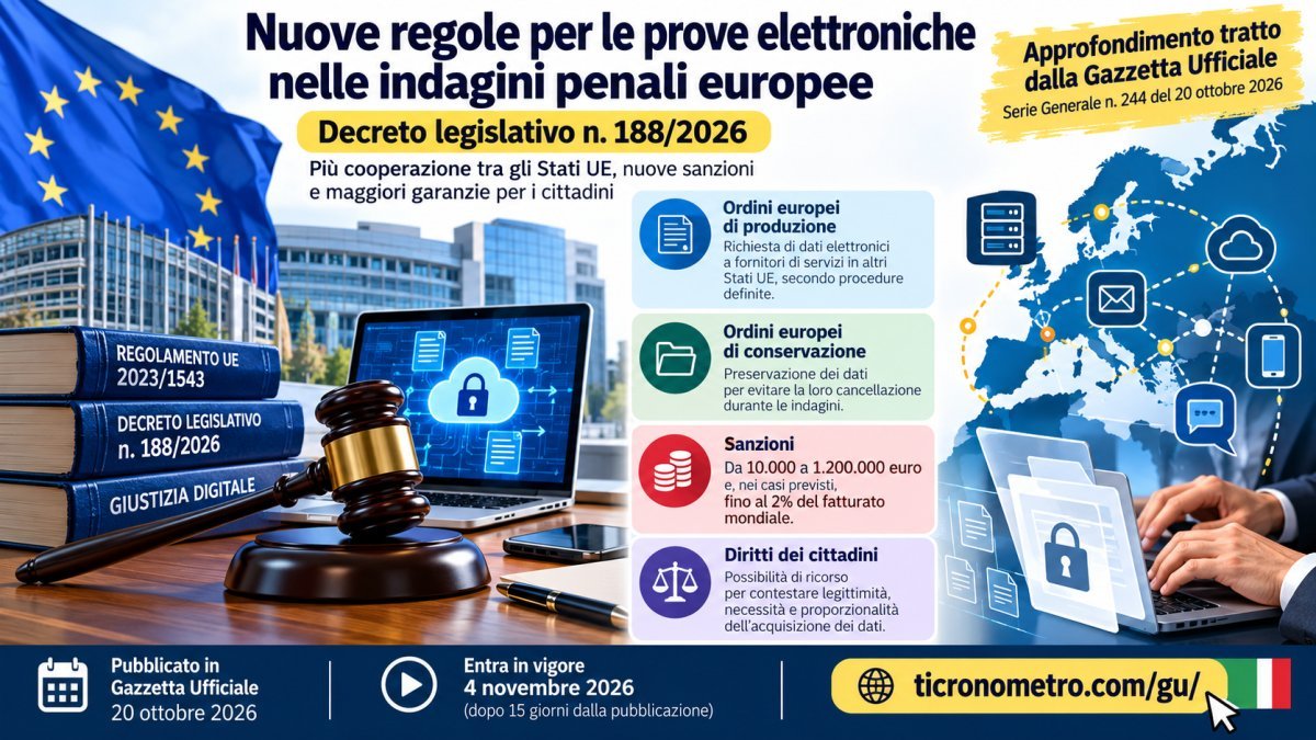 Prove elettroniche e privacy: nuove regole UE, sanzioni e diritti con il decreto 188/2026