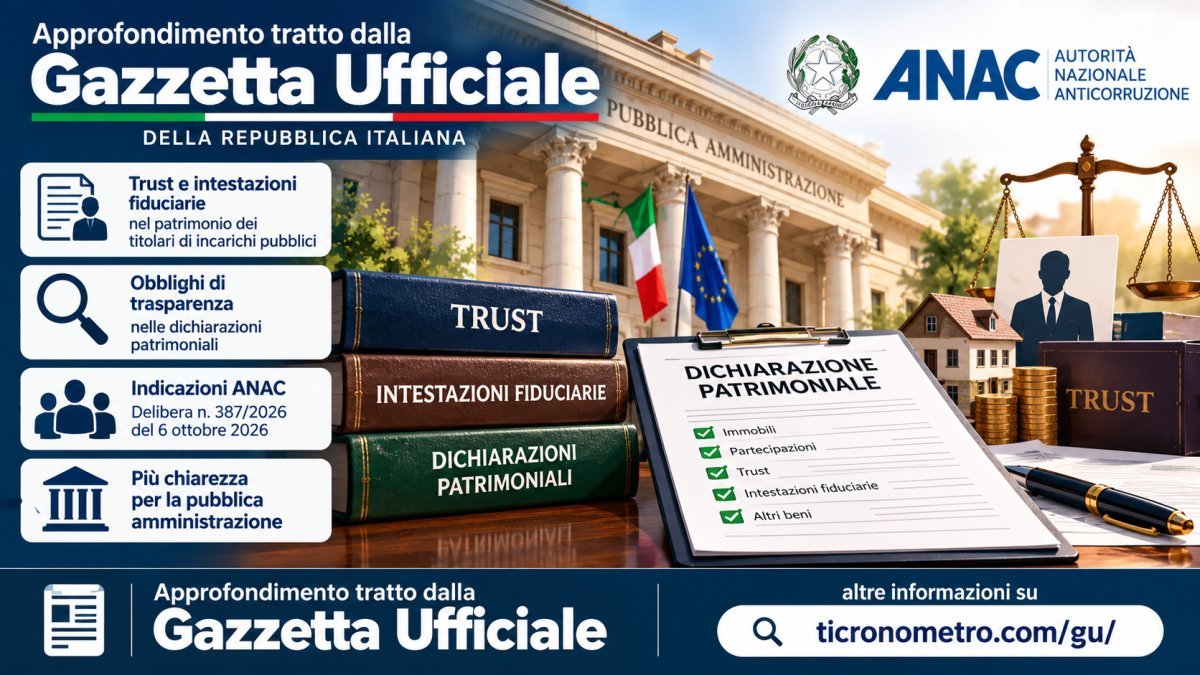 Trust e dichiarazioni patrimoniali: la delibera ANAC 387/2026 spiegata