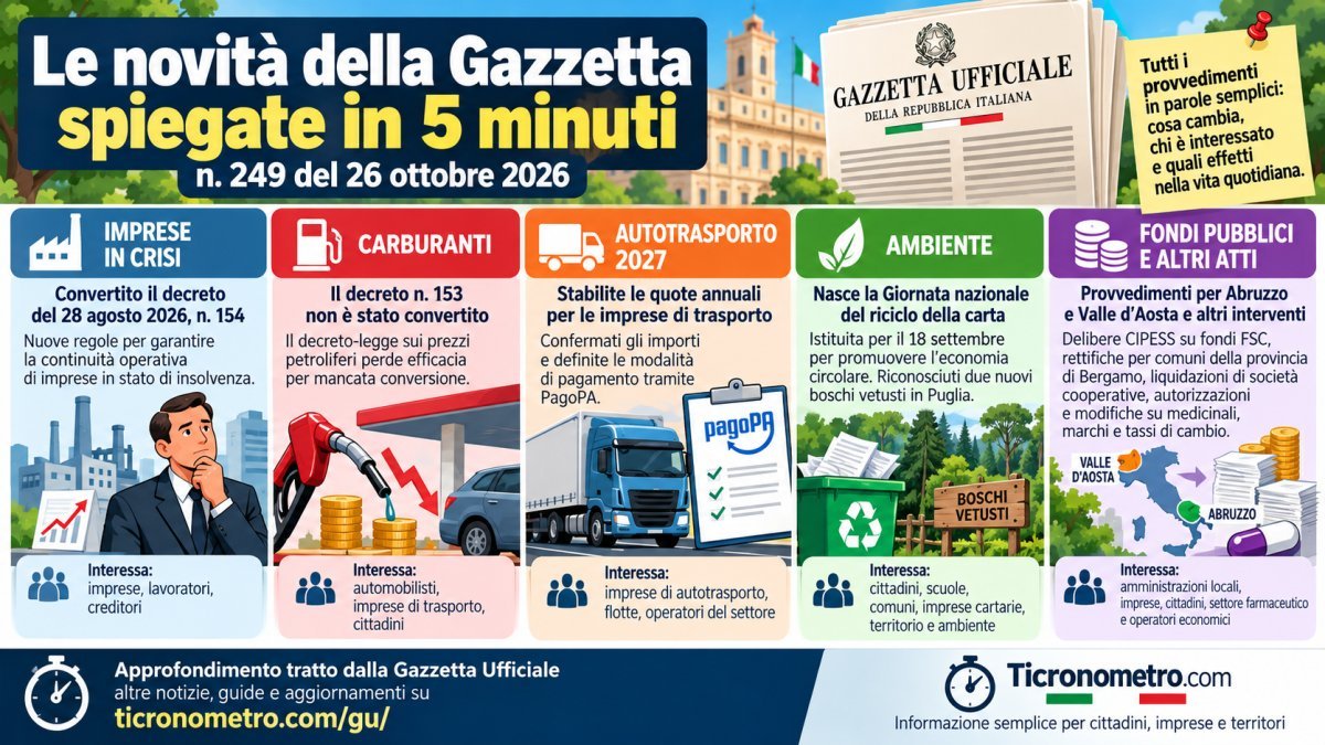 Gazzetta Ufficiale 26 ottobre 2026: tutte le novità spiegate in 5 minuti