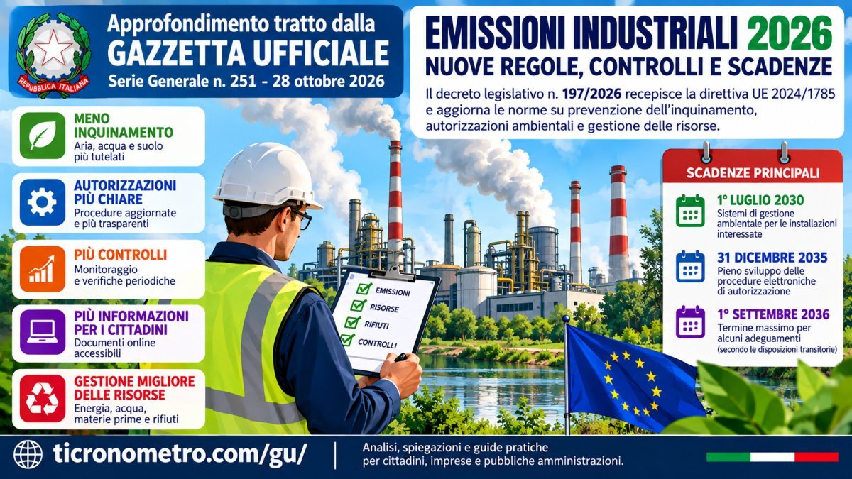 Emissioni industriali 2026: nuove regole, controlli e scadenze